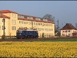 Eigentlich sollte um 8 Uhr schon das erste Zugbild im Kasten sein. Durch eine Streckensperrung kam Deutschlands schönste Elok aber sehr verspätet nach Forchheim. In Eggolsheim hatte die Lz auch was gutes, sieht man doch jetzt das Bahnhofsgebäude und den Fdl Anbau sehr schön